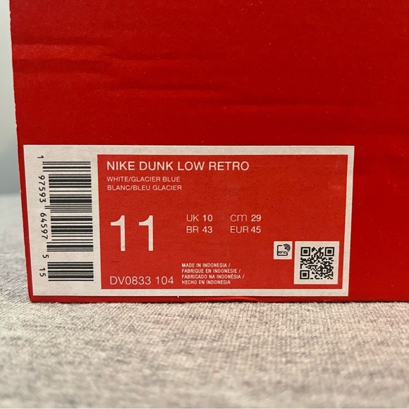 Nike Dunk Low Retro White Glacier Blue Sneaker Men's Shoe Size 11 DV0833 104 - Picture 11 of 11